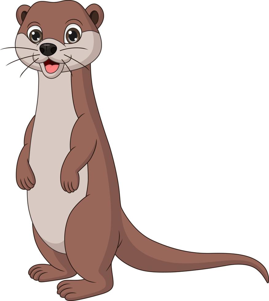 schattige kleine otter cartoon staand vector
