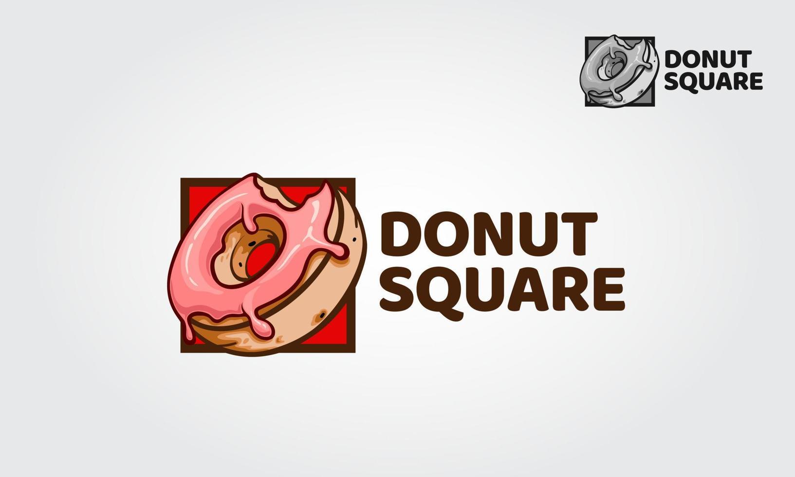 donut vierkante vector logo sjabloon. dit logo voor bedrijven, uw donutcafé, restaurant, bistro, straatvoedsel enz.