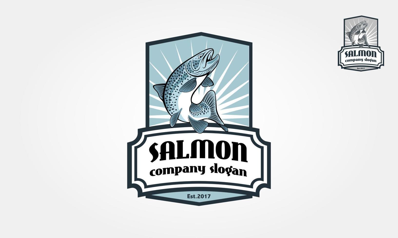 zalm vector logo illustation. logosjabloon geschikt voor bedrijven en productnamen. dit is een vector van forelvissen die je als logo of ontwerpelement kunt gebruiken.