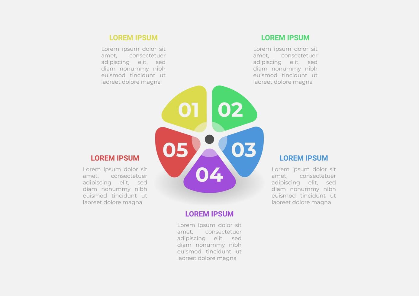 moderne infographics-sjabloon. presentatie zakelijke infographic met 5 opties. vectorontwerp voor brochure, diagram, planning, workflow, webdesign, jaarverslag. vector