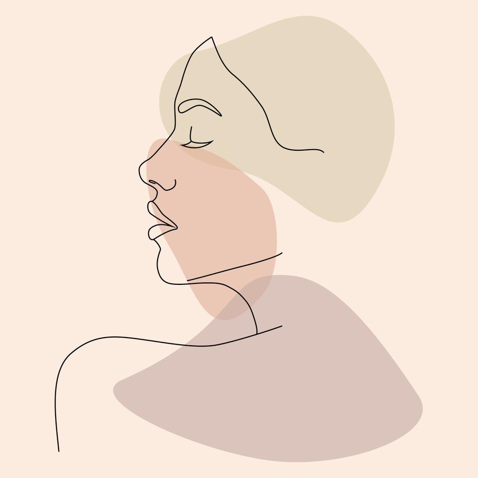 de contouren van het gezicht. een poster met een abstract vrouwelijk gezicht. vector