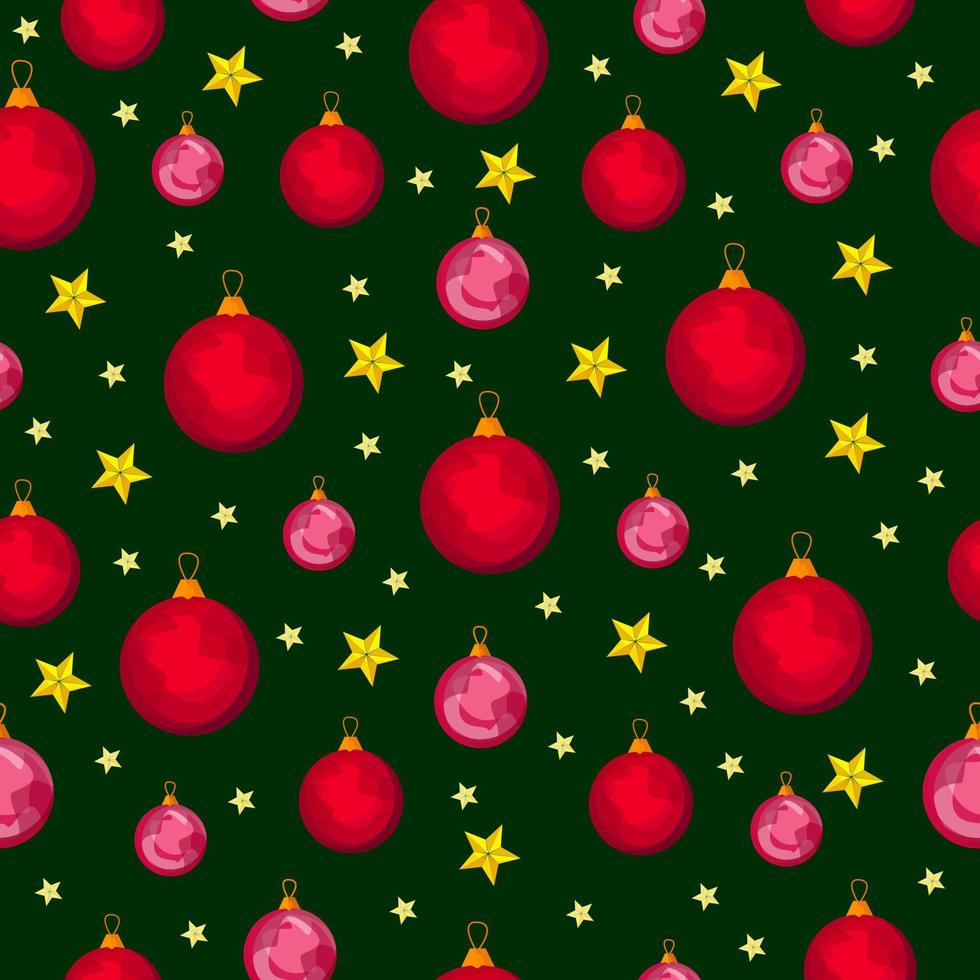 kerstpatroon met kerstballen op een groene achtergrond. vector