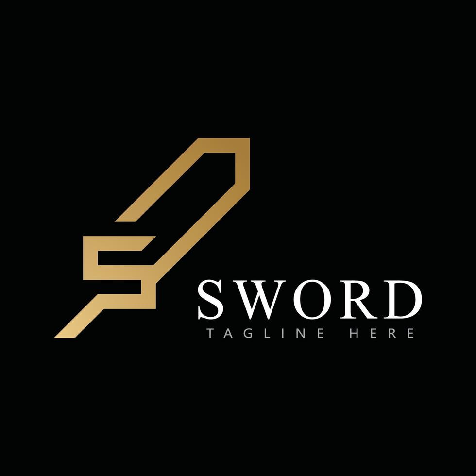 zwaard logo icoon met een letter initiële logotype vector