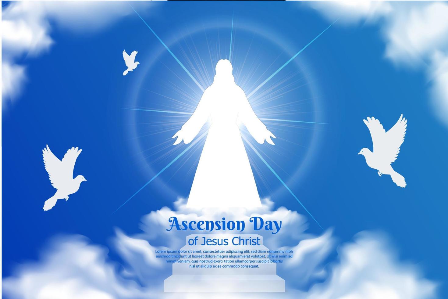viering van hemelvaartsdag ontwerp achtergrond vector met jezus christus en duif.