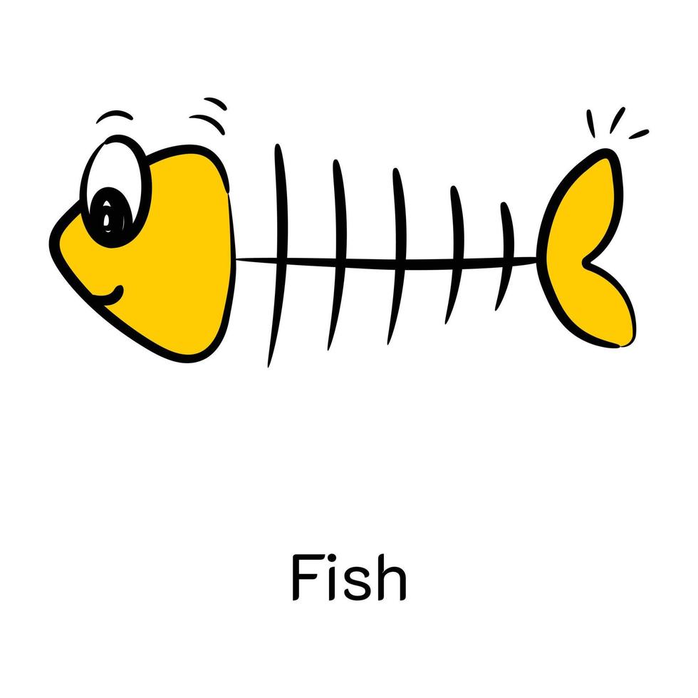 visskelet, handgetekende icoon met schaalbaarheid vector