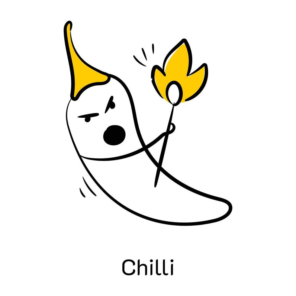 een schaalbaar handgetekend icoon van chili vector