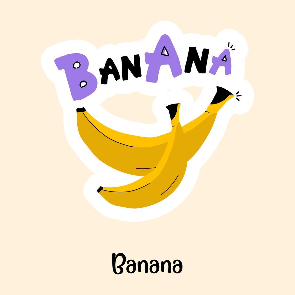 gezonde en biologische voeding, platte sticker van banaan vector