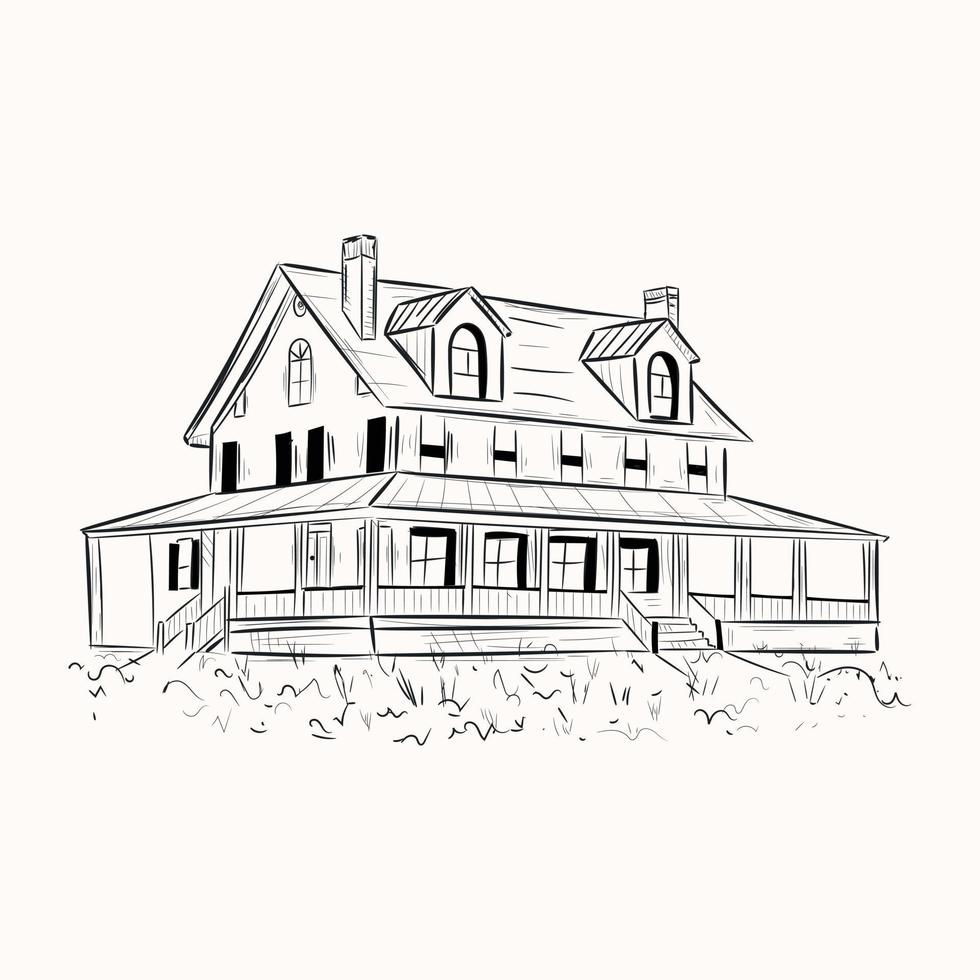 een schaalbare handgetekende illustratie van huis vector