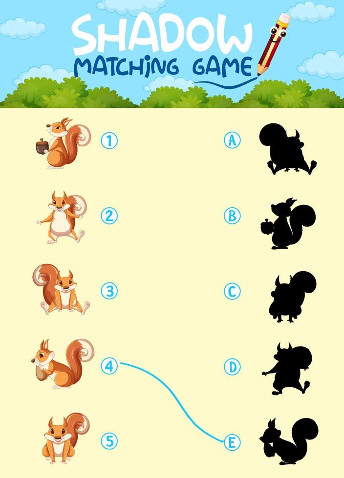 schaduw matching game-sjabloon vector