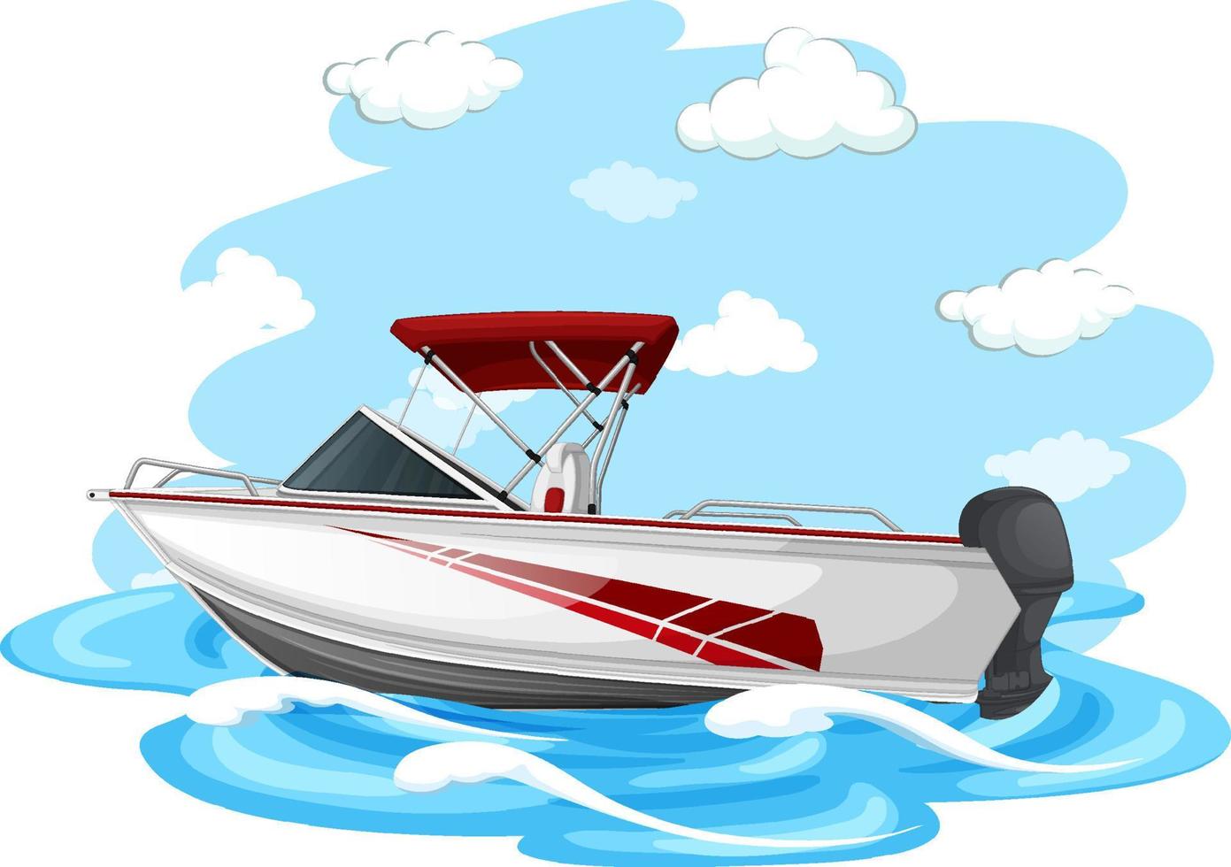 speedboot in cartoon-stijl op witte achtergrond vector