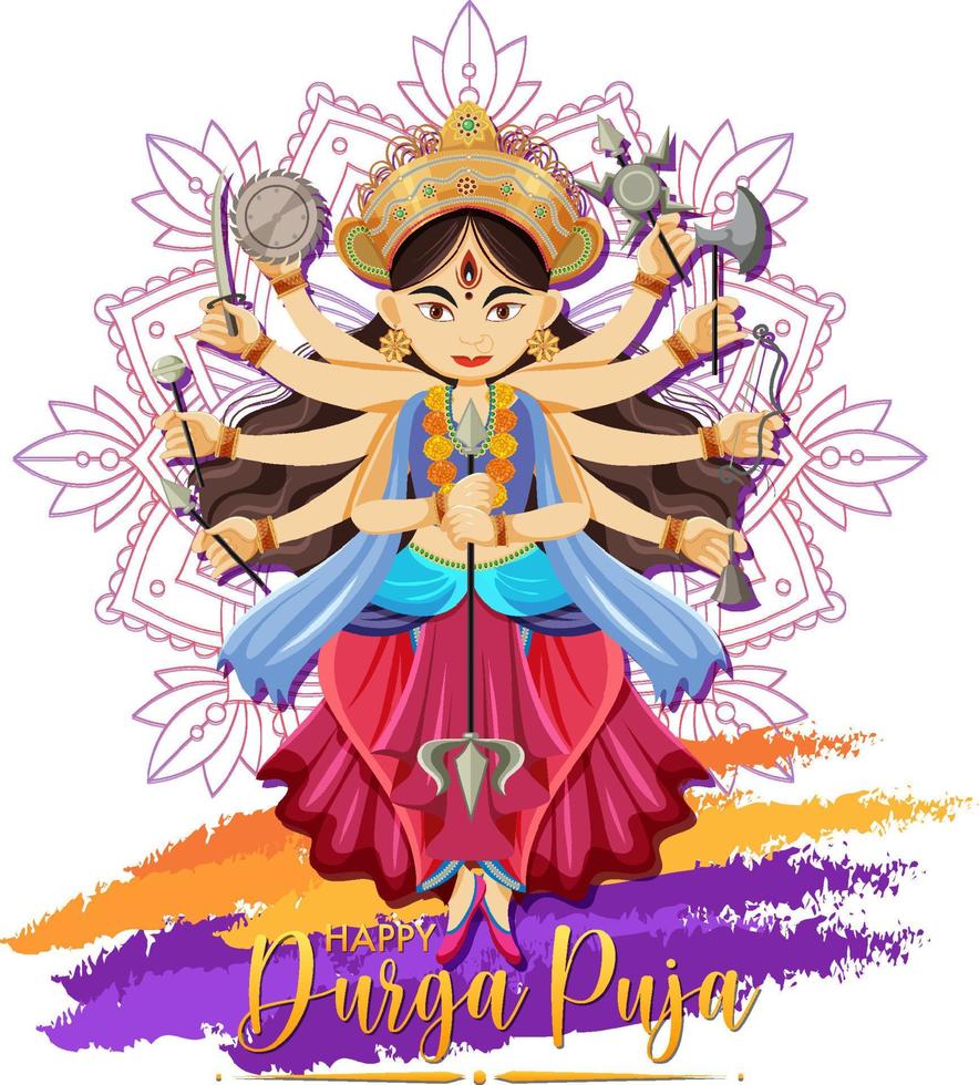 durga puja op witte achtergrond vector