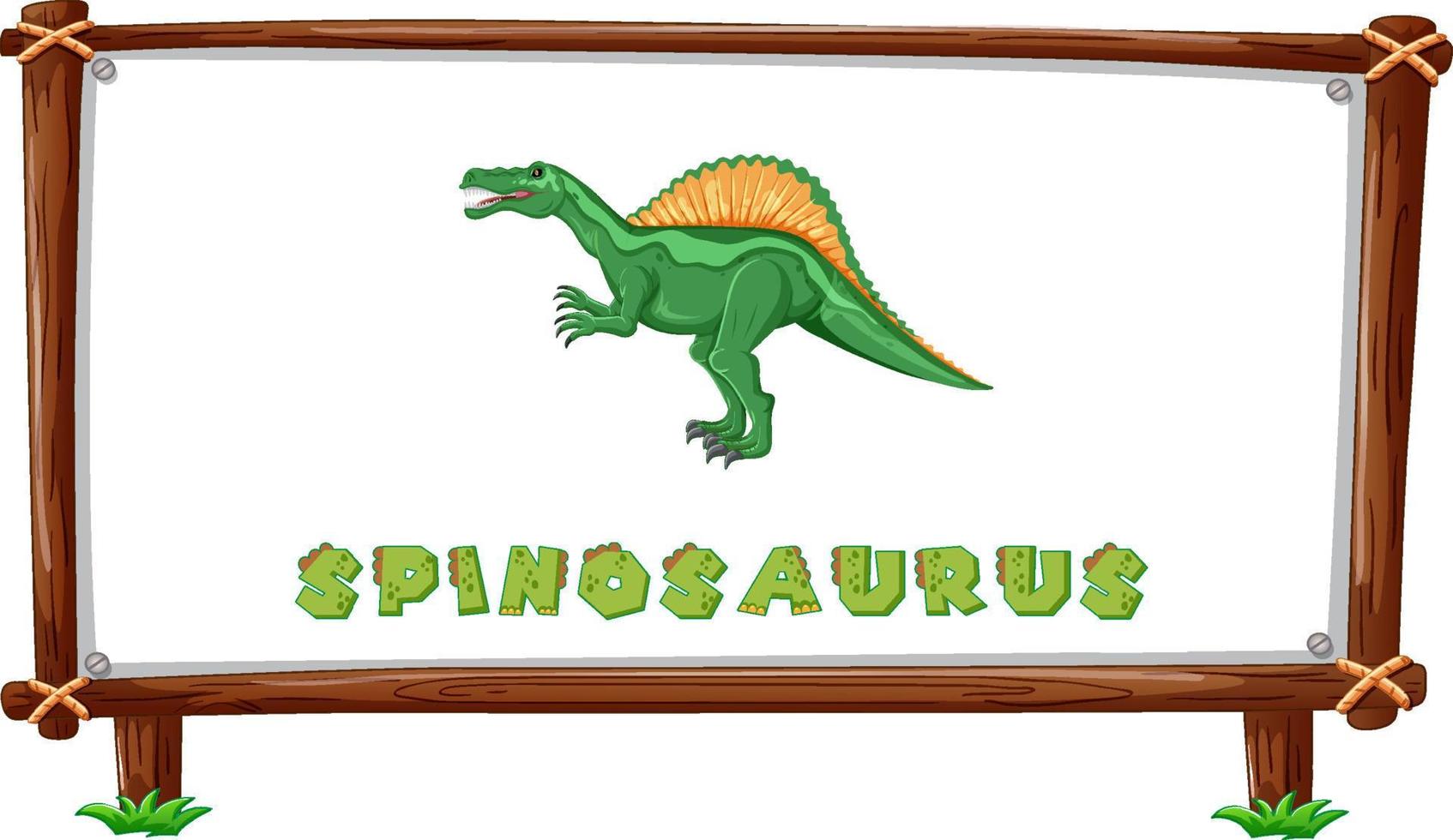 framesjabloon met dinosaurussen en tekst spinosaurus-ontwerp erin vector