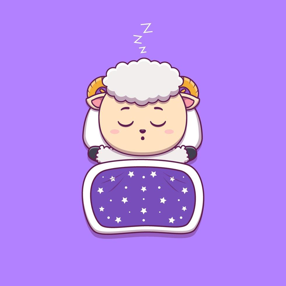 schattige schapen slapen met kussen en deken vector