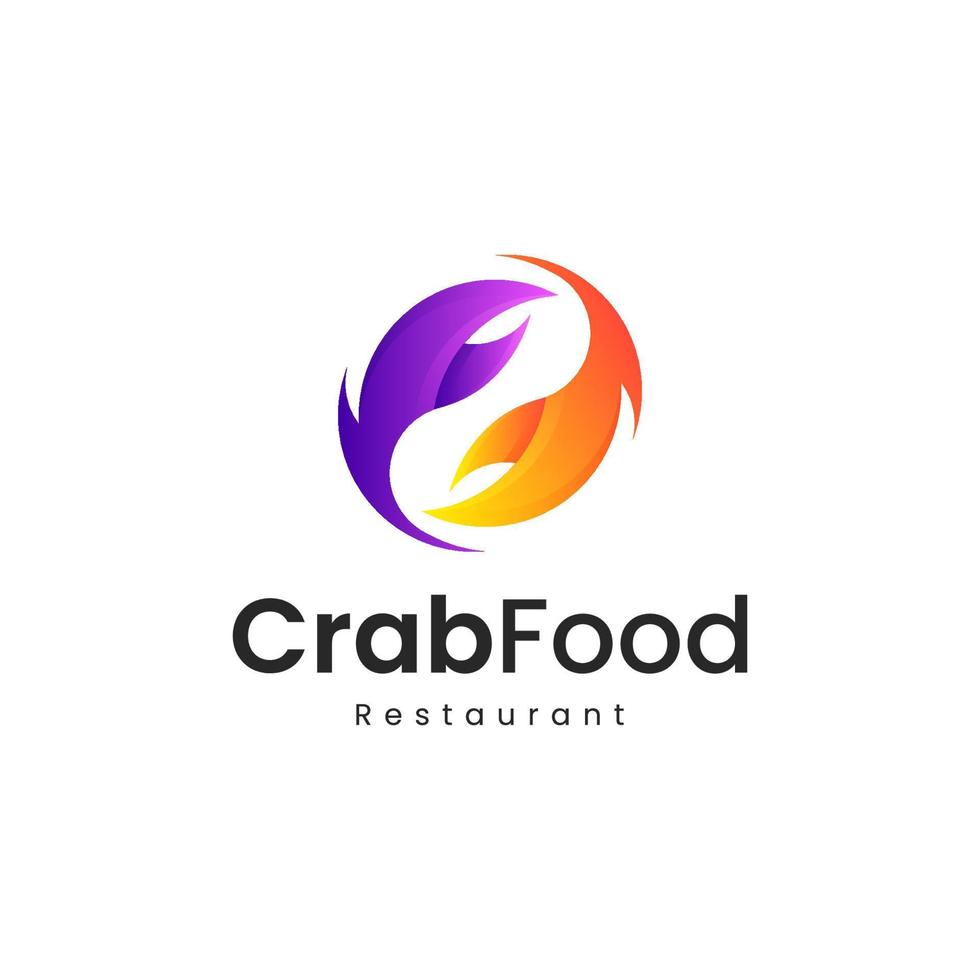 krab klauw gradiënt kleurrijk logo, zee eten modern logo vector