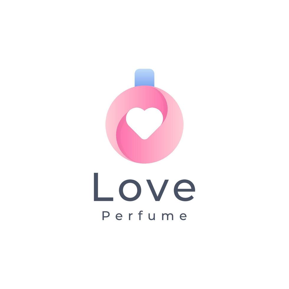 luxe fles parfum kleurrijk met hart logo sjabloon. logo voor cosmetica, schoonheid, salon, product, huidverzorging. vector