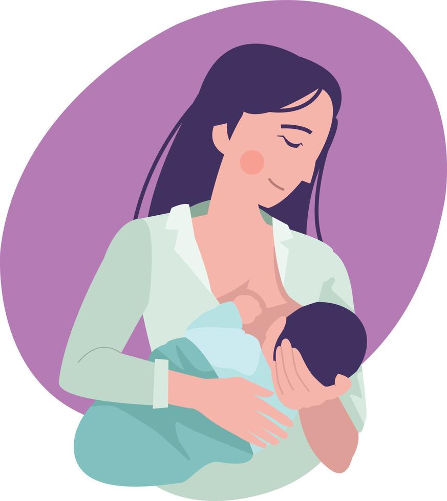 een moeder geeft haar pasgeboren baby borstvoeding vector