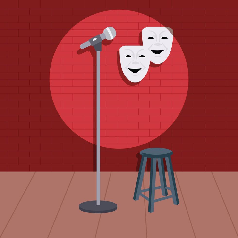 stand-up comedyshow met microfoon en vele andere eigendommen vector