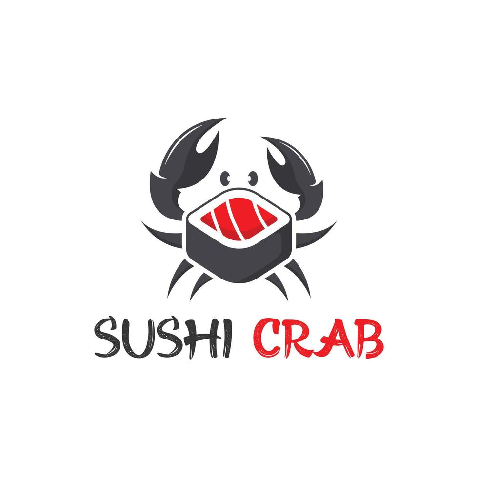 sushi-logo-ontwerp met krab. sushi-logo, sushi-restaurant, sushi japan vector