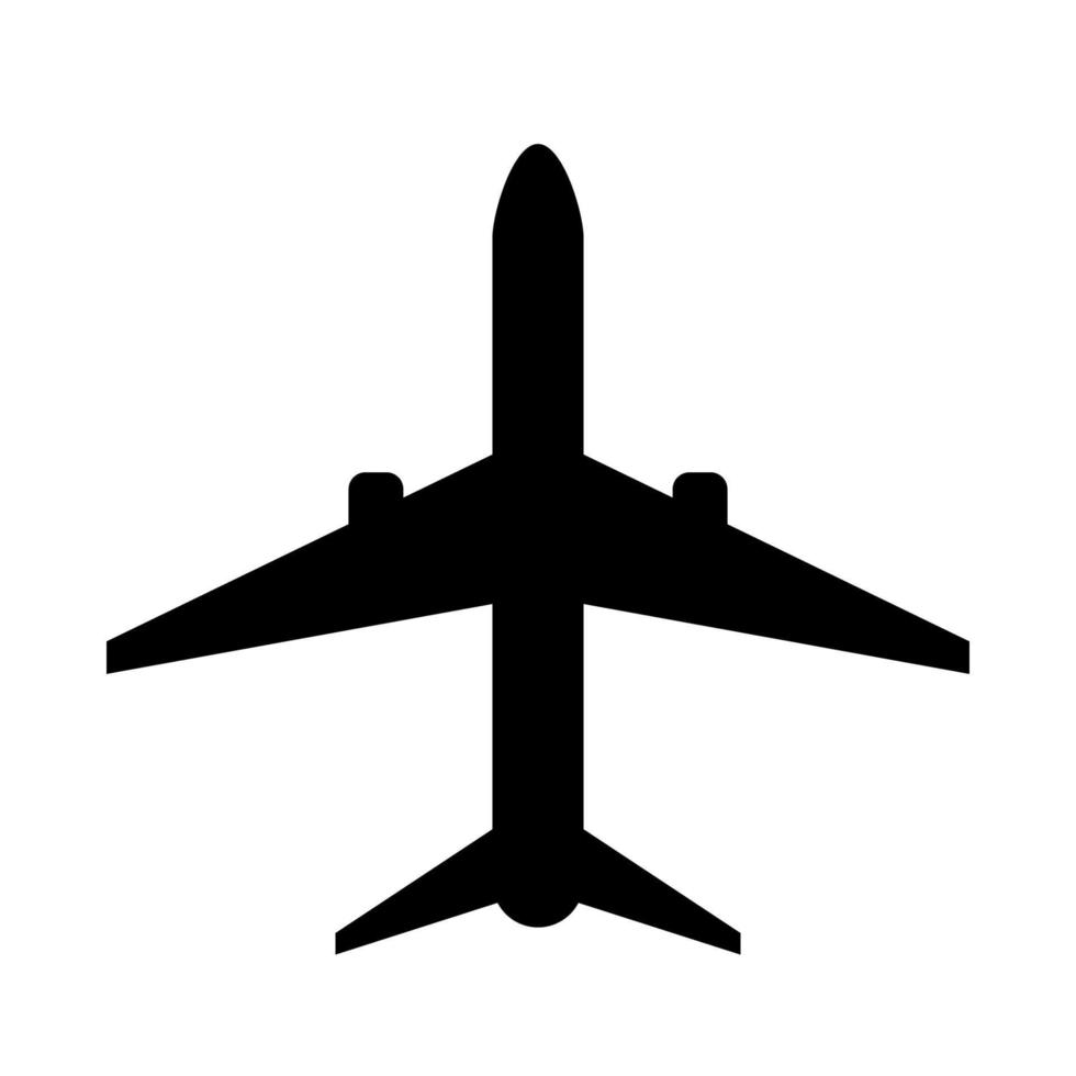vector vlakpictogram geïsoleerd op een witte achtergrond. silhouet, symbool, pictogram, teken van het vliegtuig.