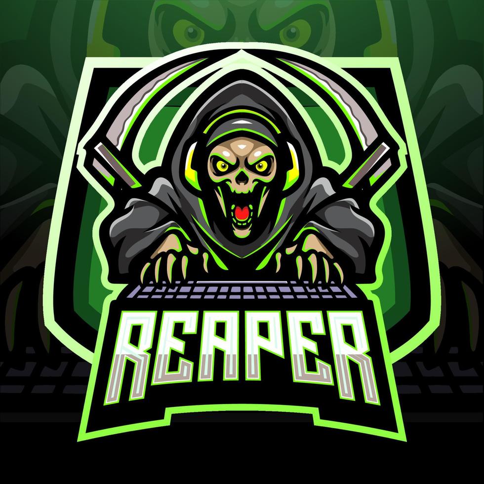 reaper gaming esport logo mascotte ontwerp vector