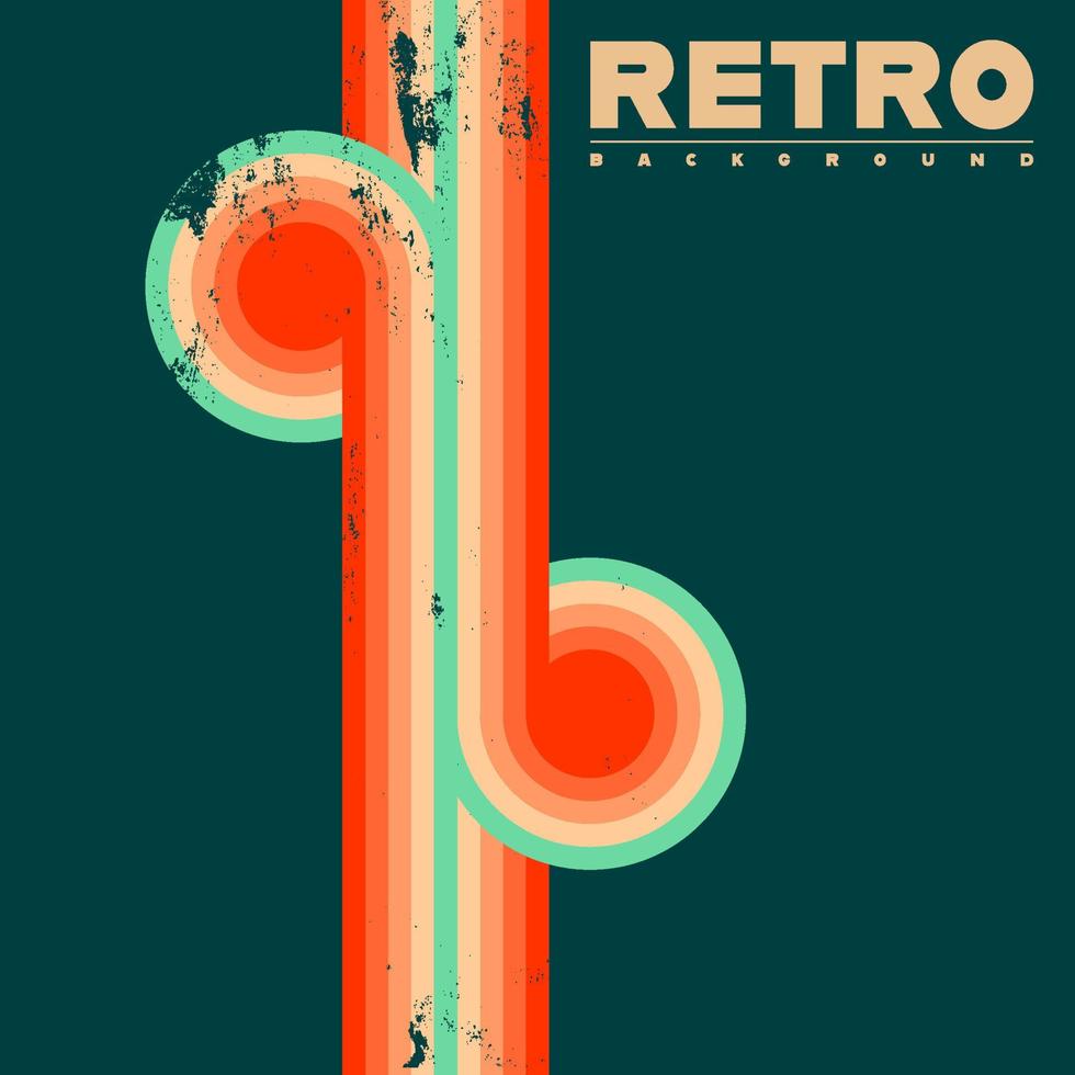 retro design achtergrond met vintage grunge textuur en gekleurde ronde strepen. vectorillustratie. vector