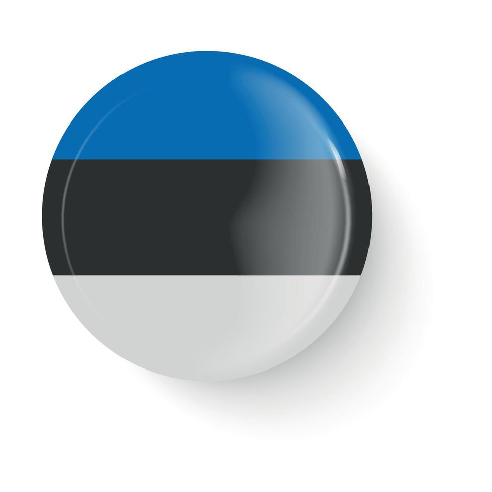 ronde vlag van Estland. pin-knop. speld broche icoon, sticker. 3D-vectorstijl. vector