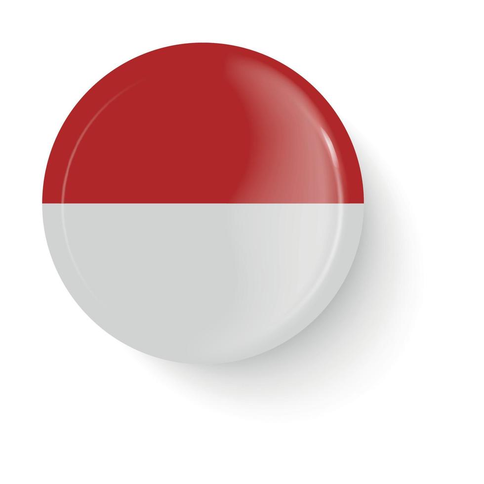 ronde vlag van monaco. pin-knop. speld broche icoon, sticker. vector