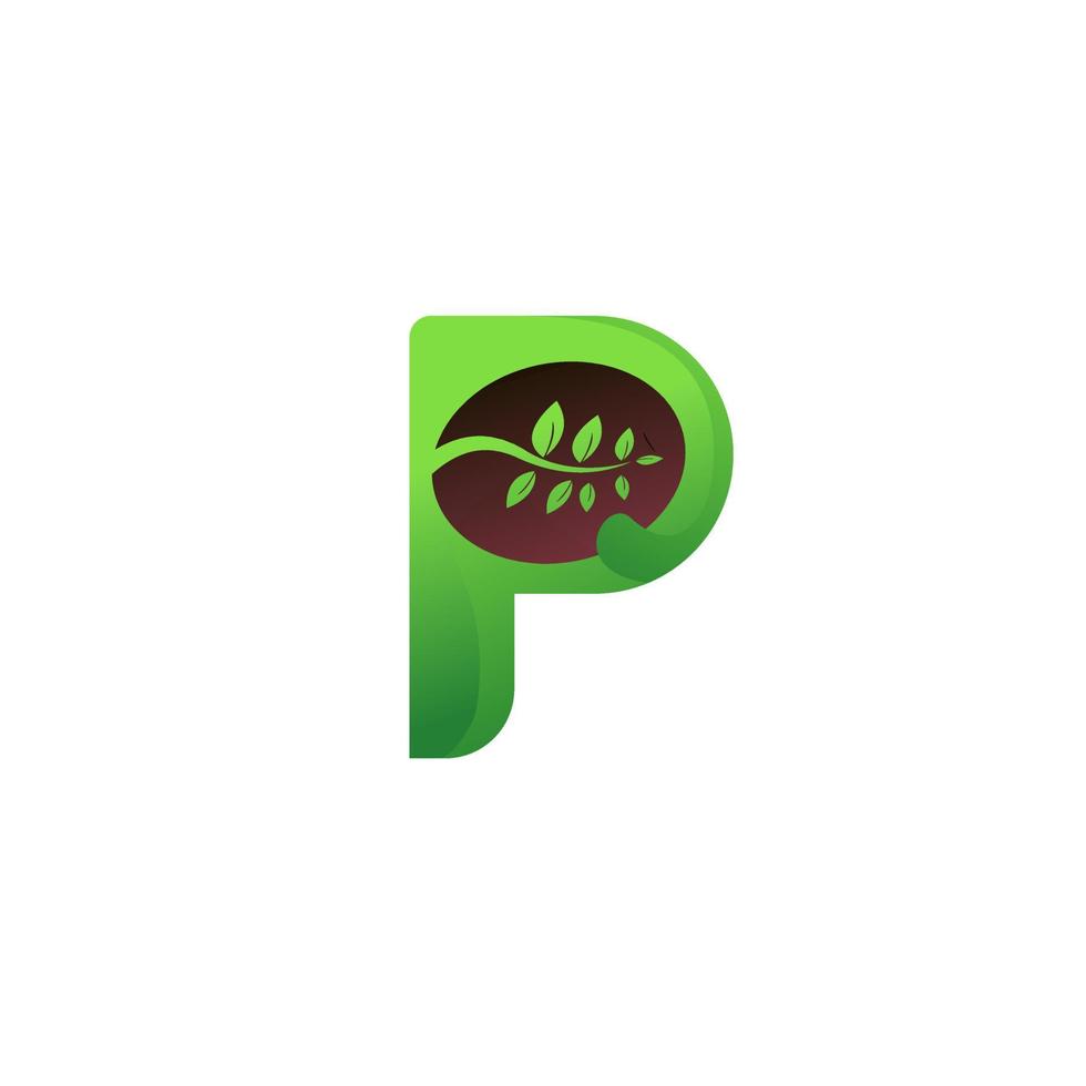 letter p logo groen koffie pictogram sjabloon ontwerpelementen vector