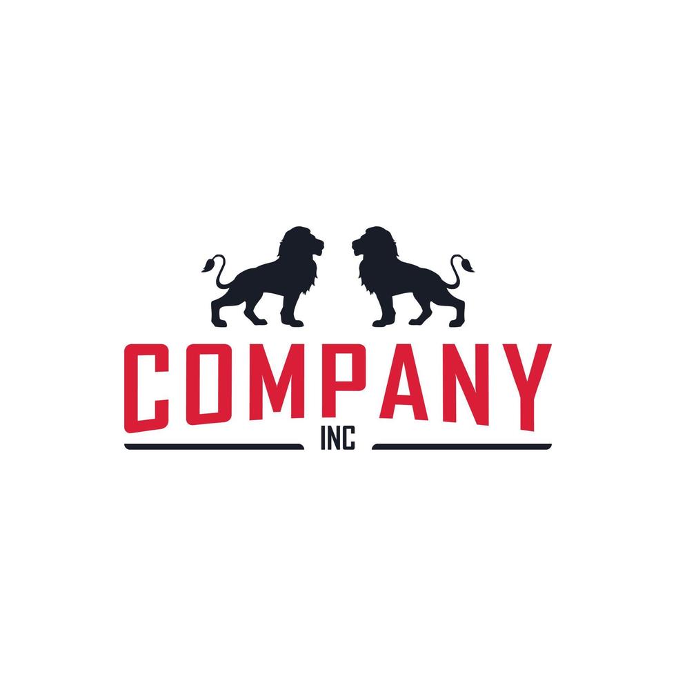 logo van twee leeuwen toegepast voor inspiratie voor bedrijfs- en advieslogo-ontwerp vector