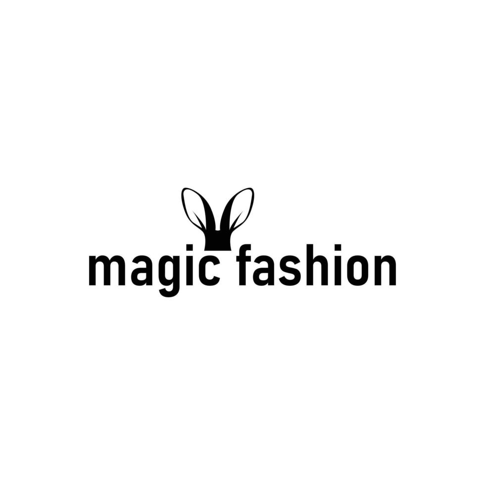 een illustratie van konijnenoren en belettering van magische mode toegepast op het logo van een modemerk voor goochelaars. vector