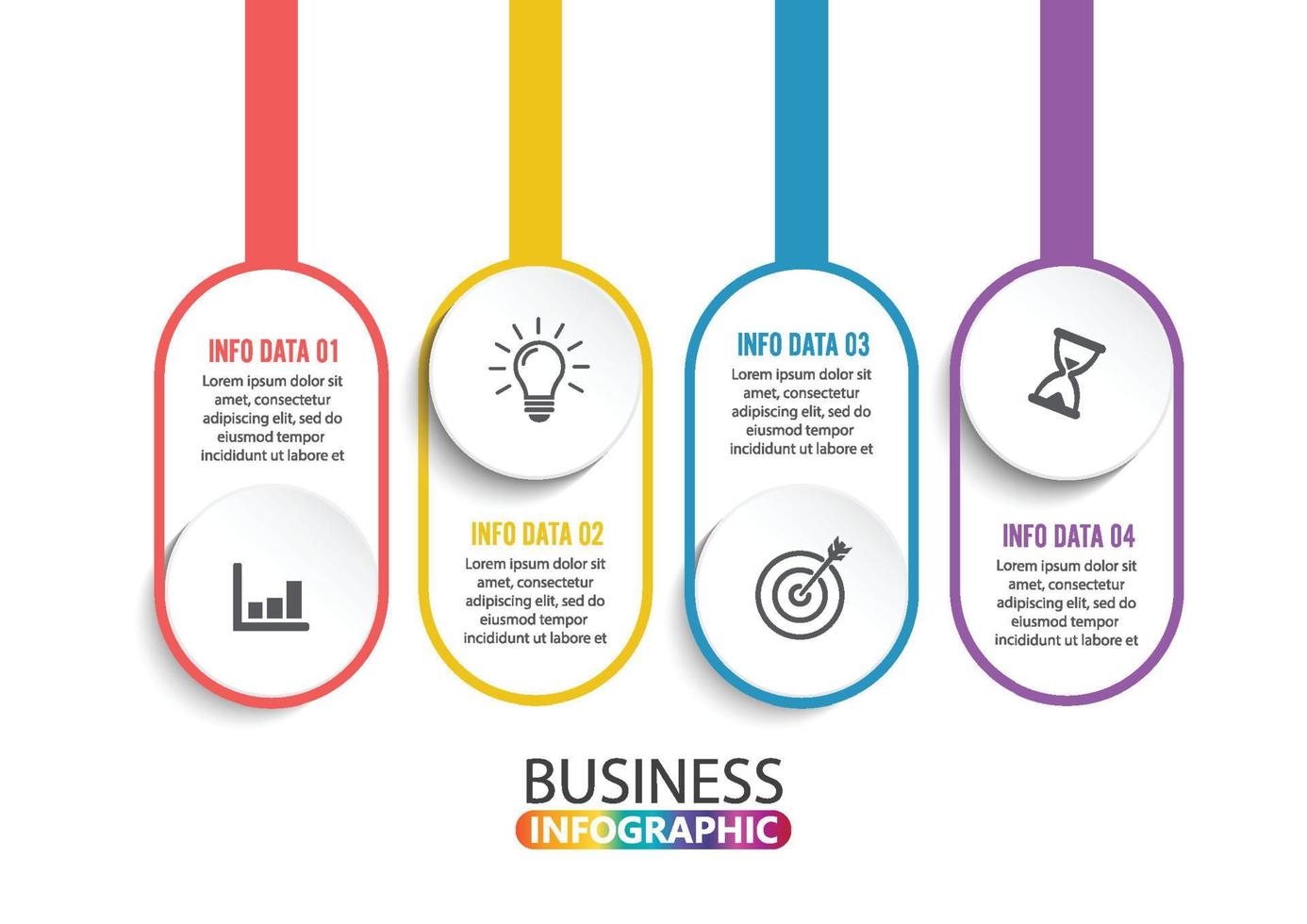 vier stappen infographics - kan een strategie, workflow of teamwerk illustreren. vector