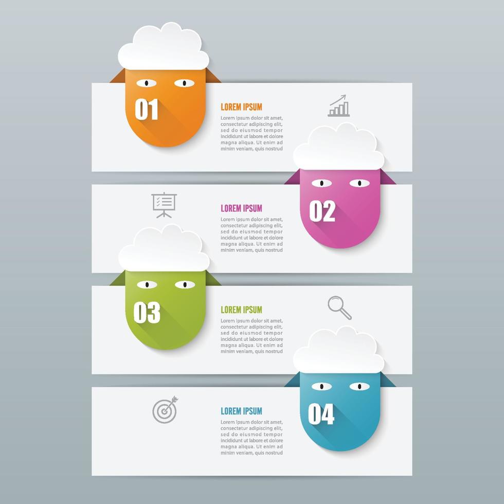 infographics ontwerp vector en marketing pictogrammen kunnen worden gebruikt voor werkstroom layout, diagram, jaarverslag, webdesign. bedrijfsconcept met 4 opties, stappen of processen.