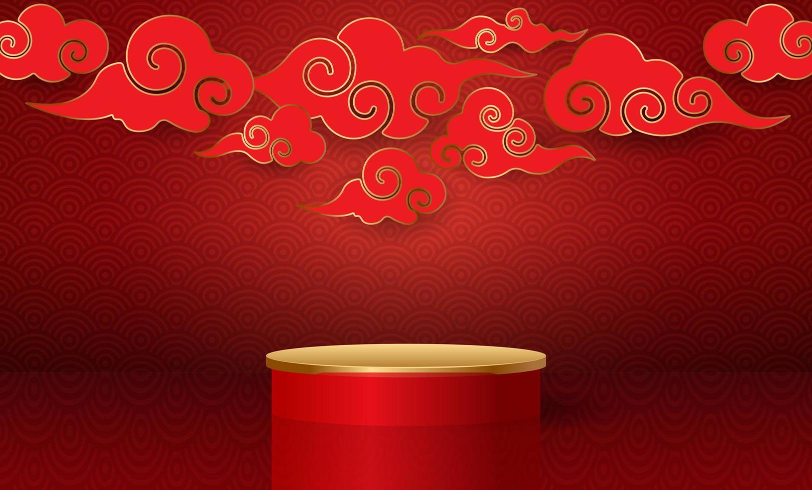 podium en achtergrond voor chinees nieuwjaar, chinese festivals, medio herfstfestival, bloem en aziatische elementen op de achtergrond. vector