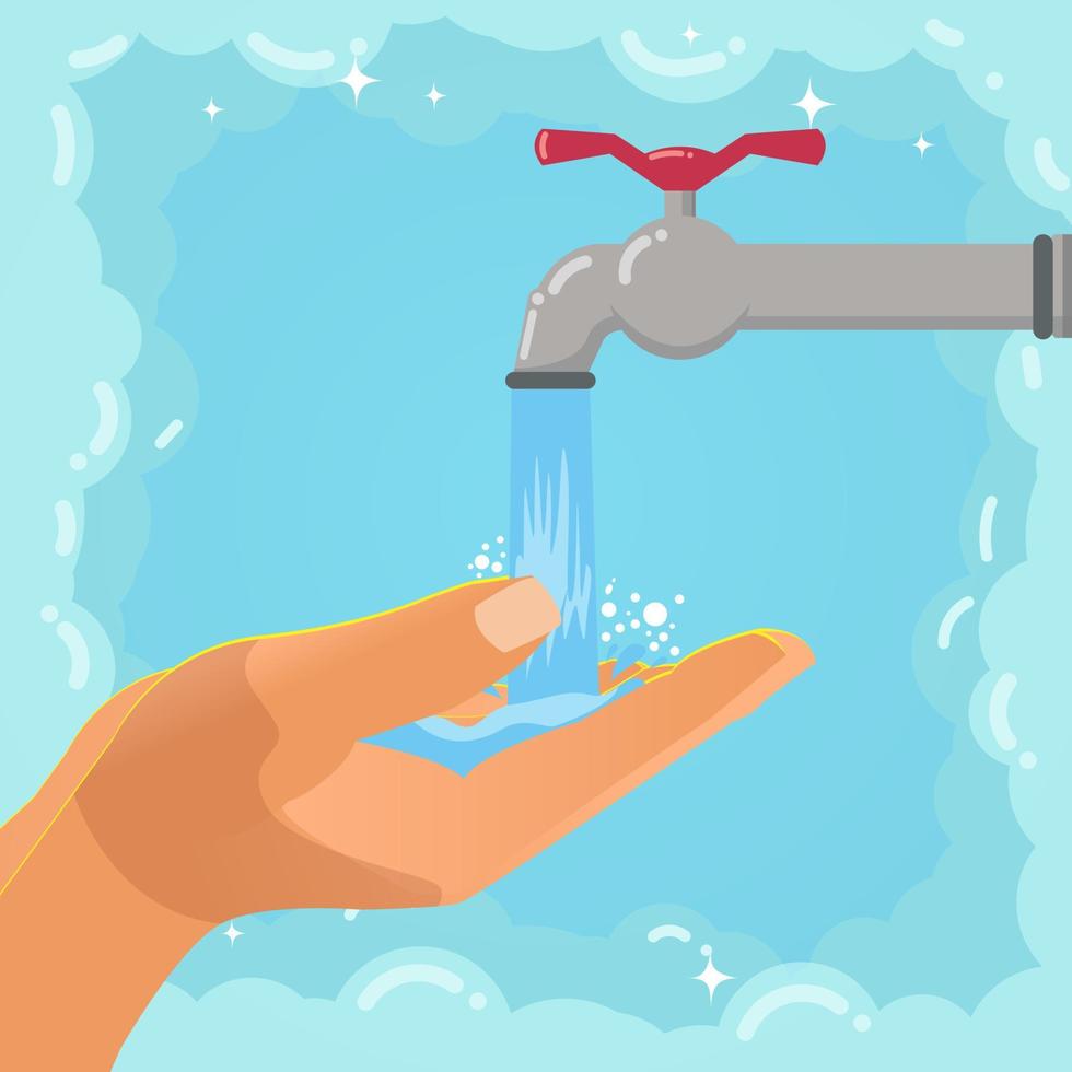 handen wassen dag. handen wassen illustratie. water, handen wassen, schoonmaken. hygiëne concept. vector