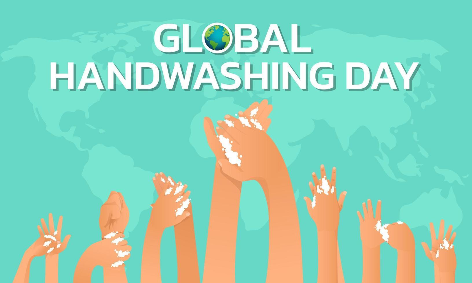 handen wassen dag. handen wassen illustratie. water, handen wassen, schoonmaken. hygiëne concept. vector