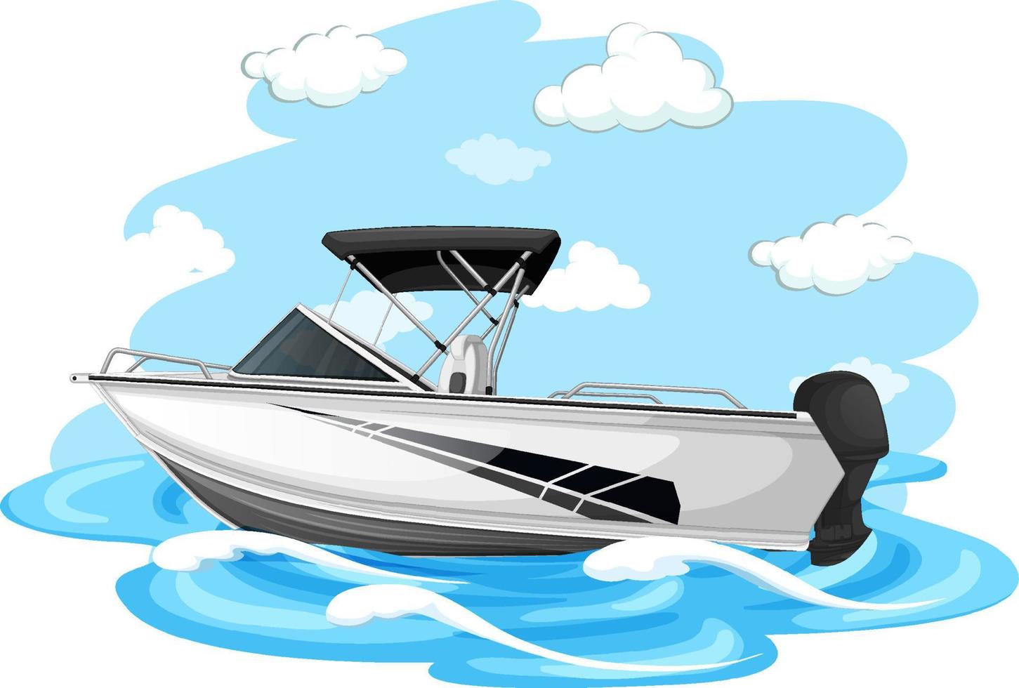 speedboot in cartoon-stijl op witte achtergrond vector