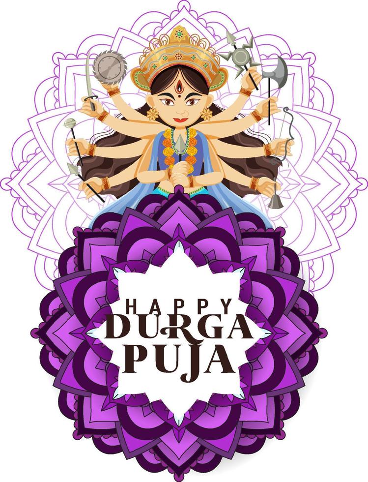 gelukkige durga puja Indiase festivalposter vector