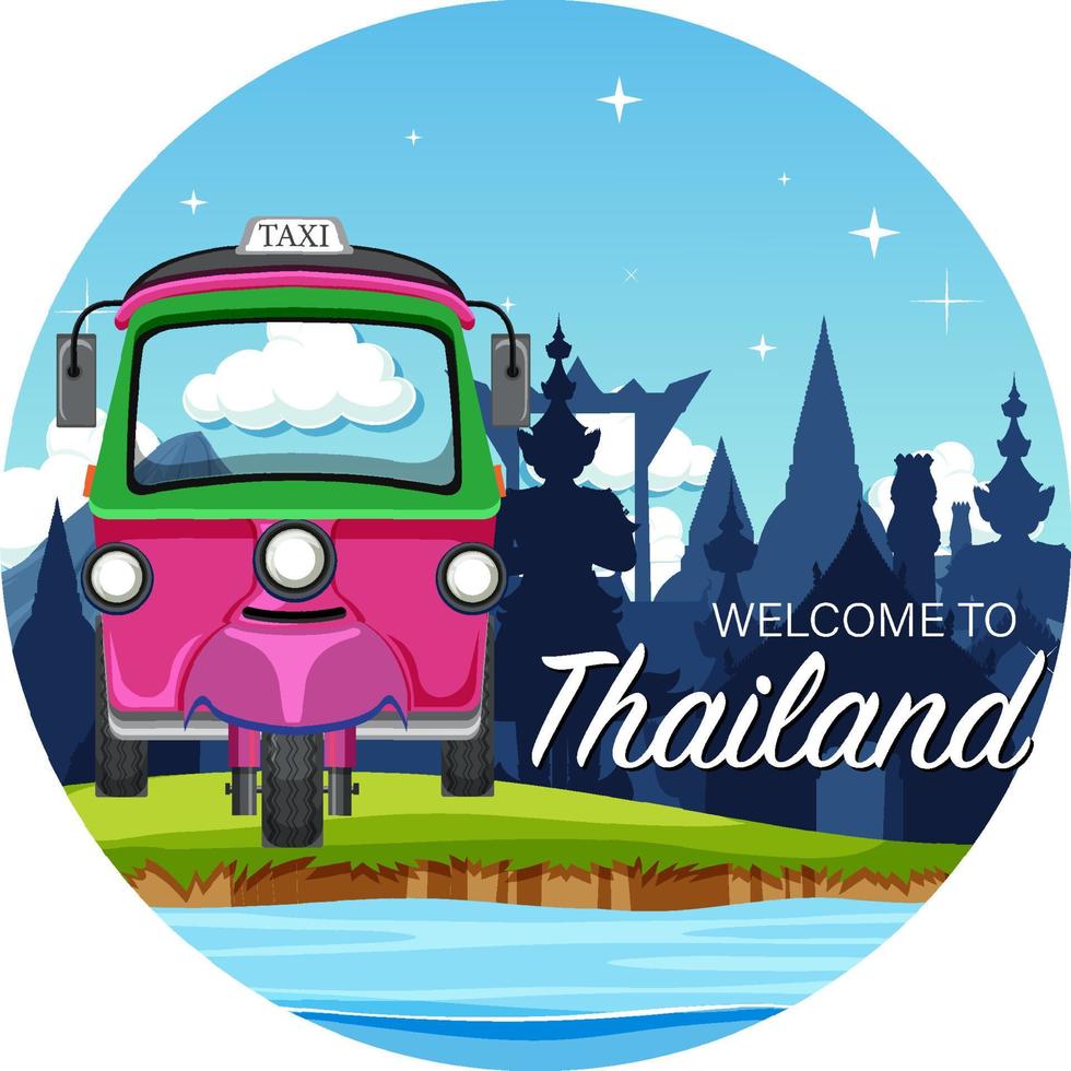bangkok thailand tuk tuk reizen en toeristisch icoon vector