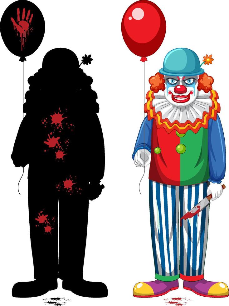 set van enge clown op witte achtergrond vector