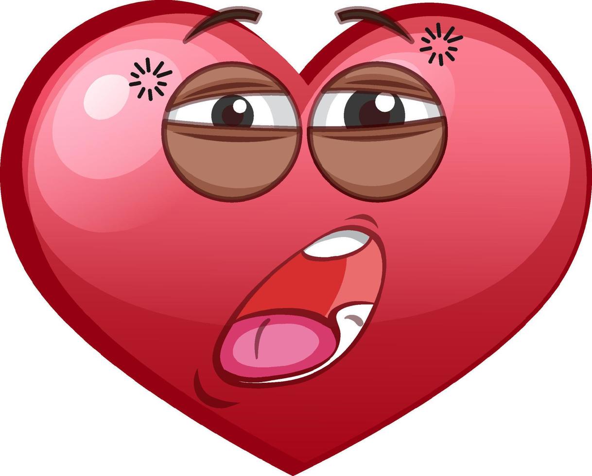 vermoeide hart emoticon op witte achtergrond vector