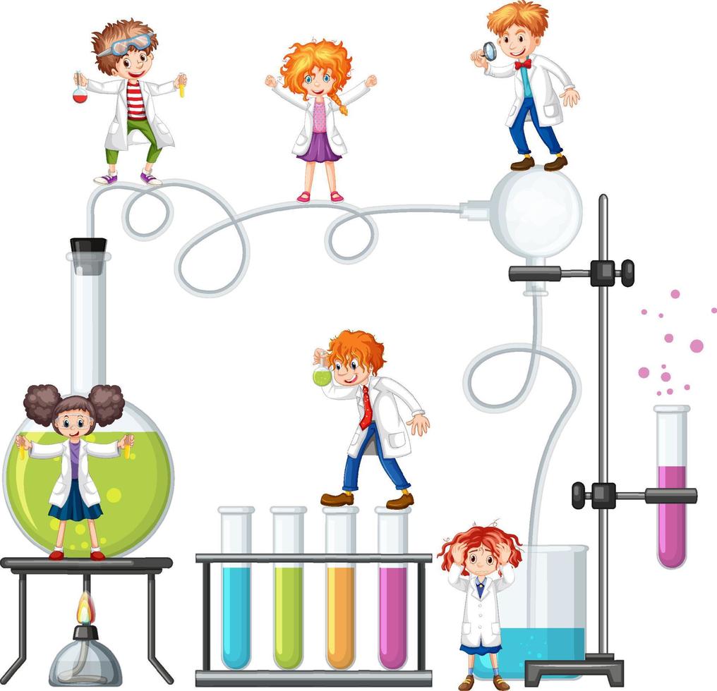 wetenschapper doet wetenschappelijk experiment in het lab vector