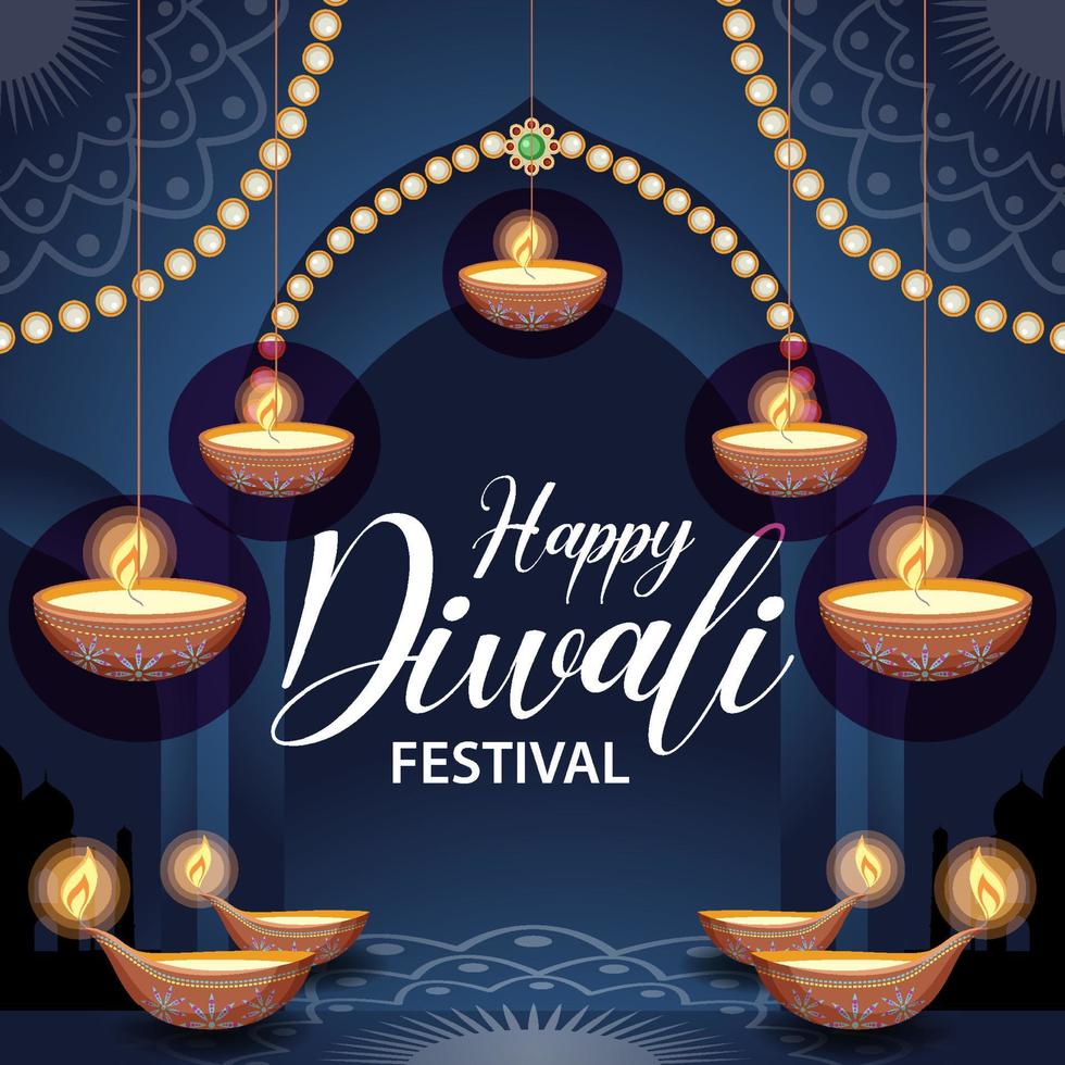 gelukkige diwali Indiase festivalbanner vector