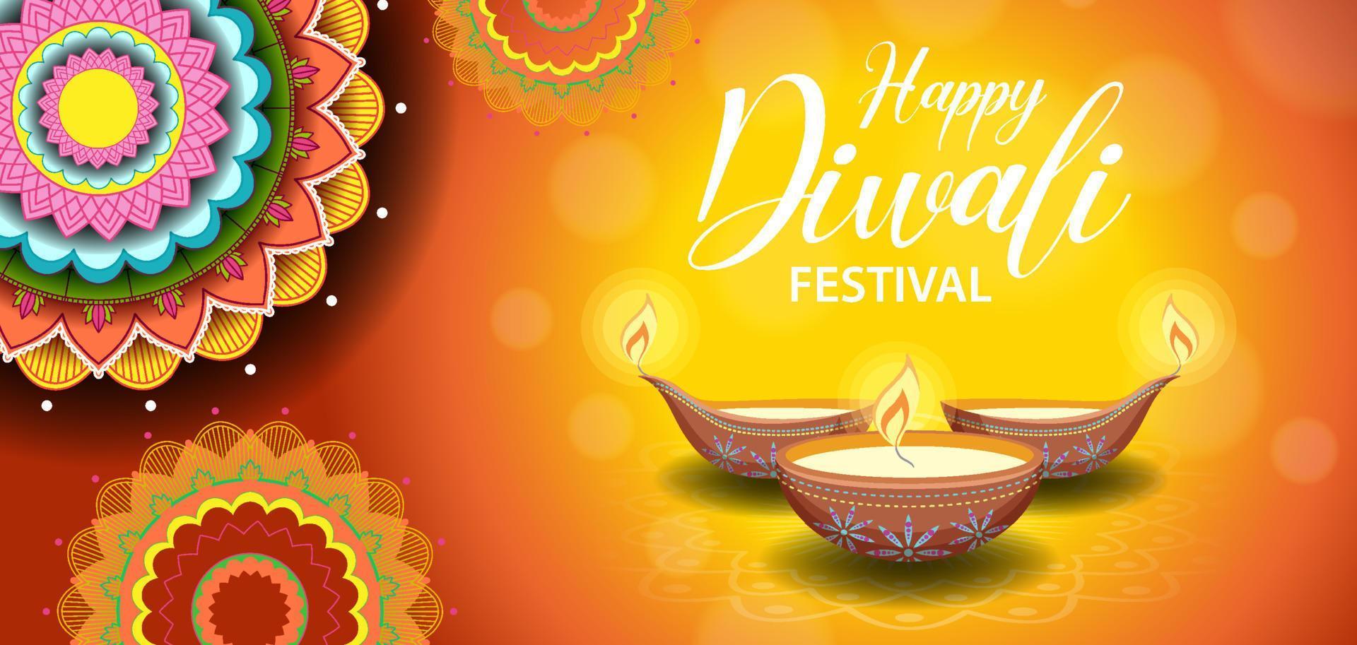 gelukkige diwali Indiase festivalbanner vector