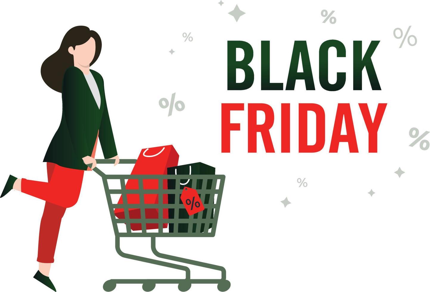 het meisje gaat naar de Black Friday-uitverkoop. vector