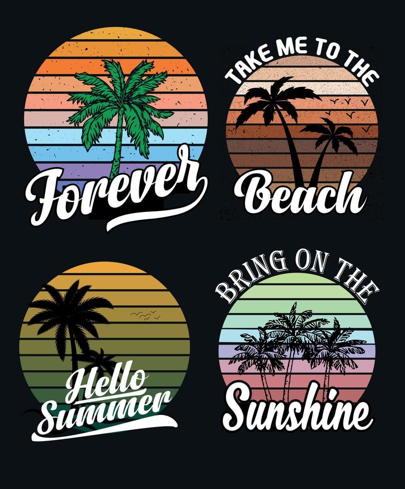 zomer t-shirt ontwerp bundel vector kunst
