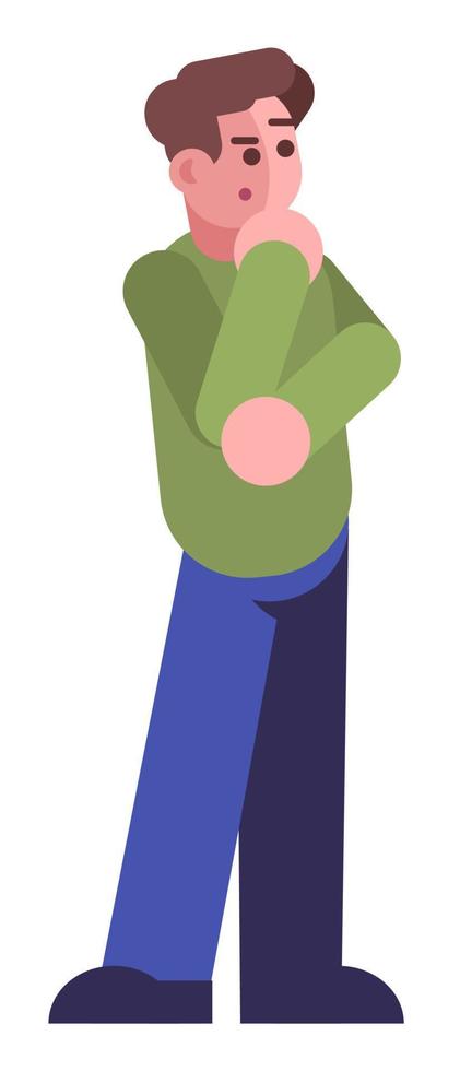 volledig geconcentreerde staat semi platte rgb kleur vectorillustratie. aandacht controle. deelnemen aan een leuke activiteit. man diep in gedachten geïsoleerde stripfiguur op witte achtergrond vector