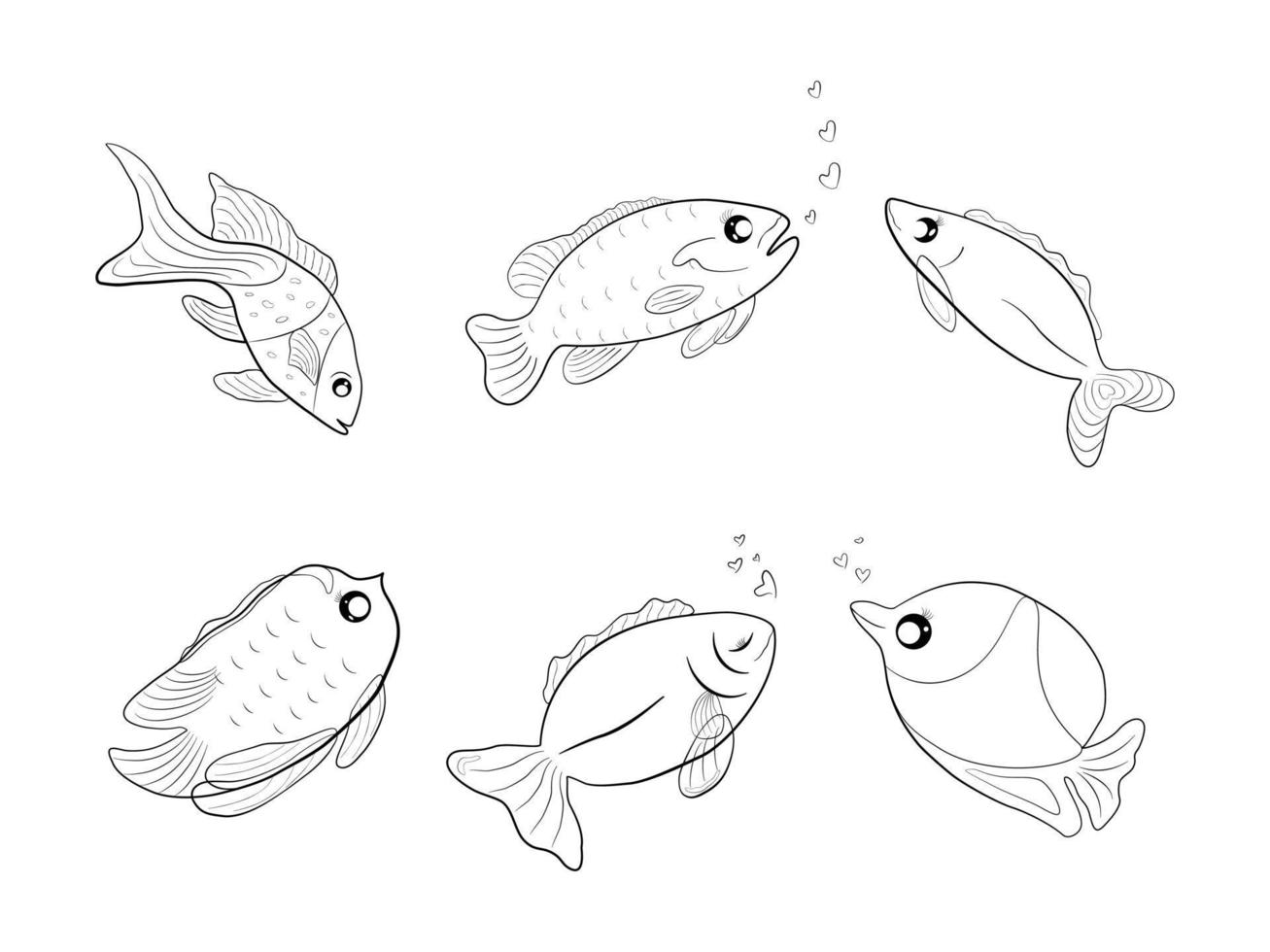 groep van overzicht doodle vis zee pictogram cartoon abstracte achtergrond kunst ontwerp vectorillustratie vector
