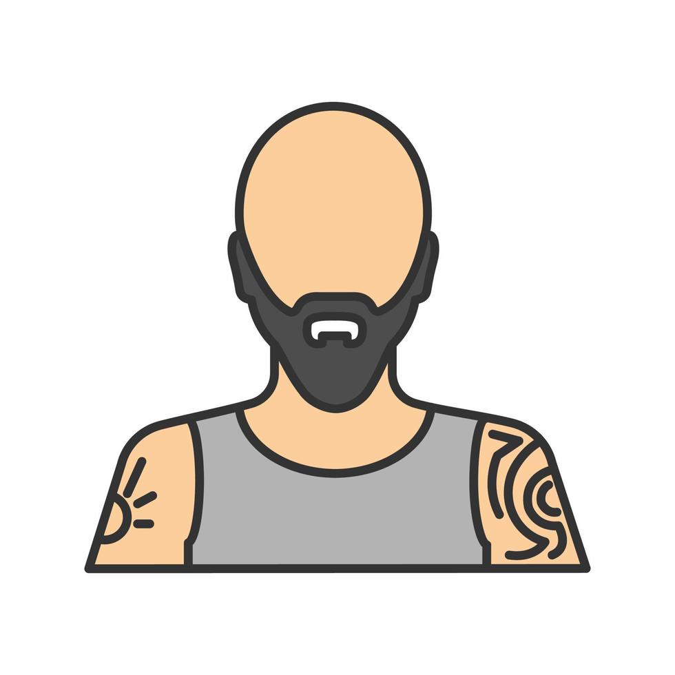 tatoeëerder kleur pictogram. tatoeëerder. man met getatoeëerd lichaam. geïsoleerde vectorillustratie vector