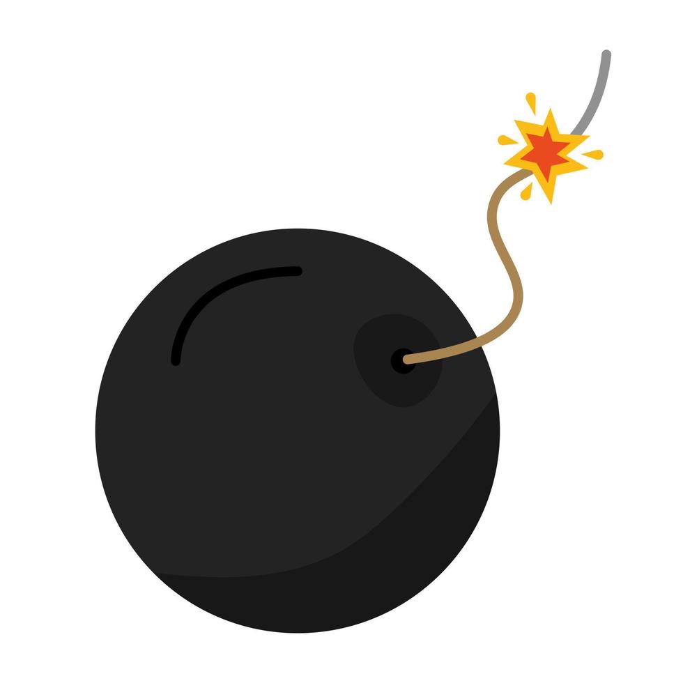 cartoon ronde bom met brandende lont. vector illustratie