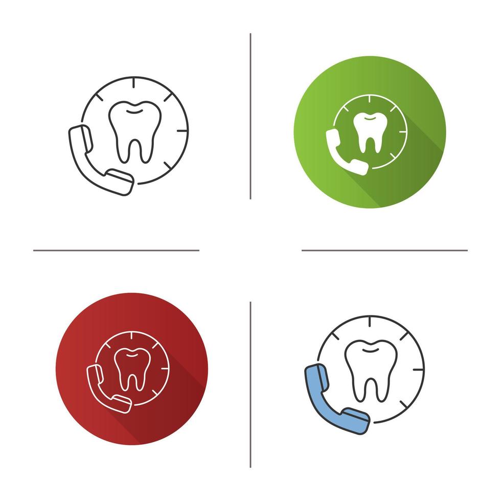 afspraak maken met tandarts icoon. bellen naar tandheelkundige kliniek. plat ontwerp, lineaire en kleurstijlen. geïsoleerde vectorillustraties vector